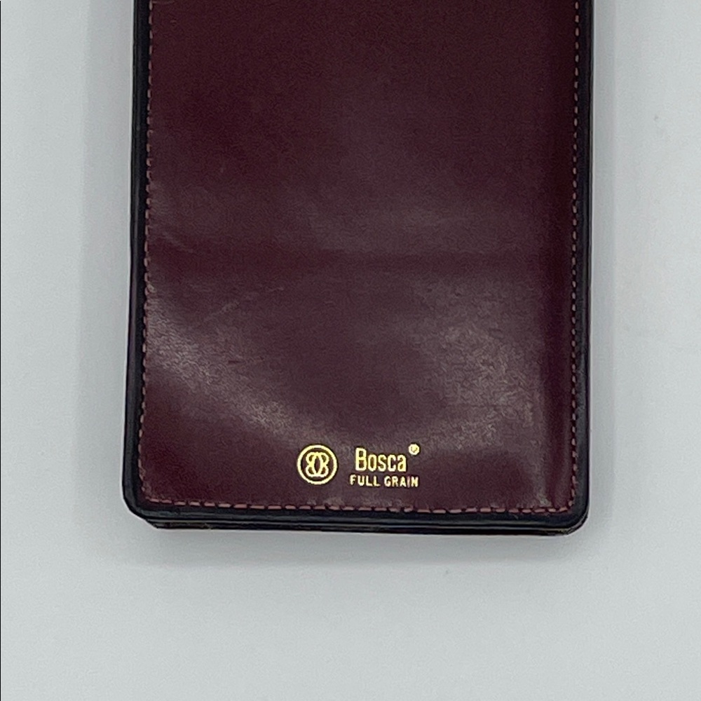 Bosca Brown Full Grain Leather Glasses Case with Gold Accent - Picture 4 of 5
